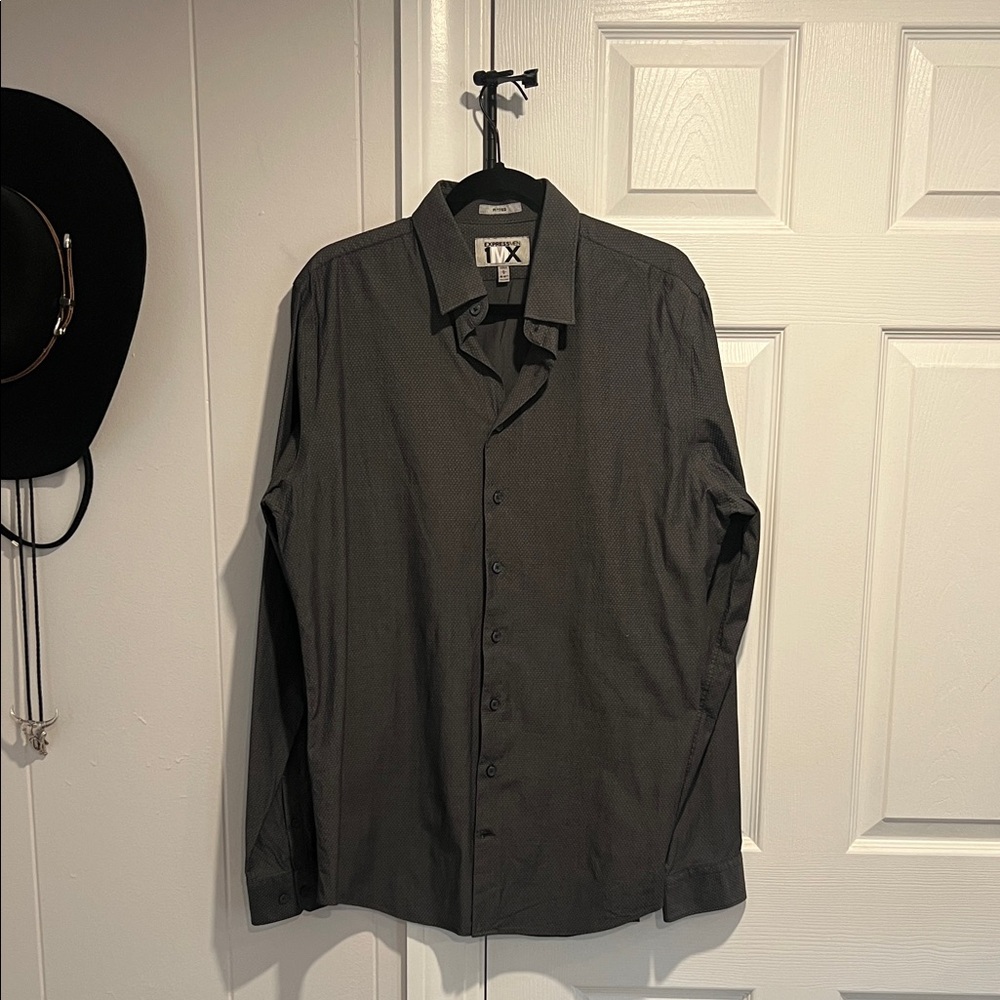 Express Charcoal Dress Shirt Mens Large Tall 16-16 1/2, 34-35 arm length